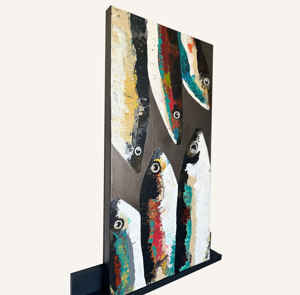 Bronze Bronzini 15x30 Original Textured Acrylic Painting Left View.jpg