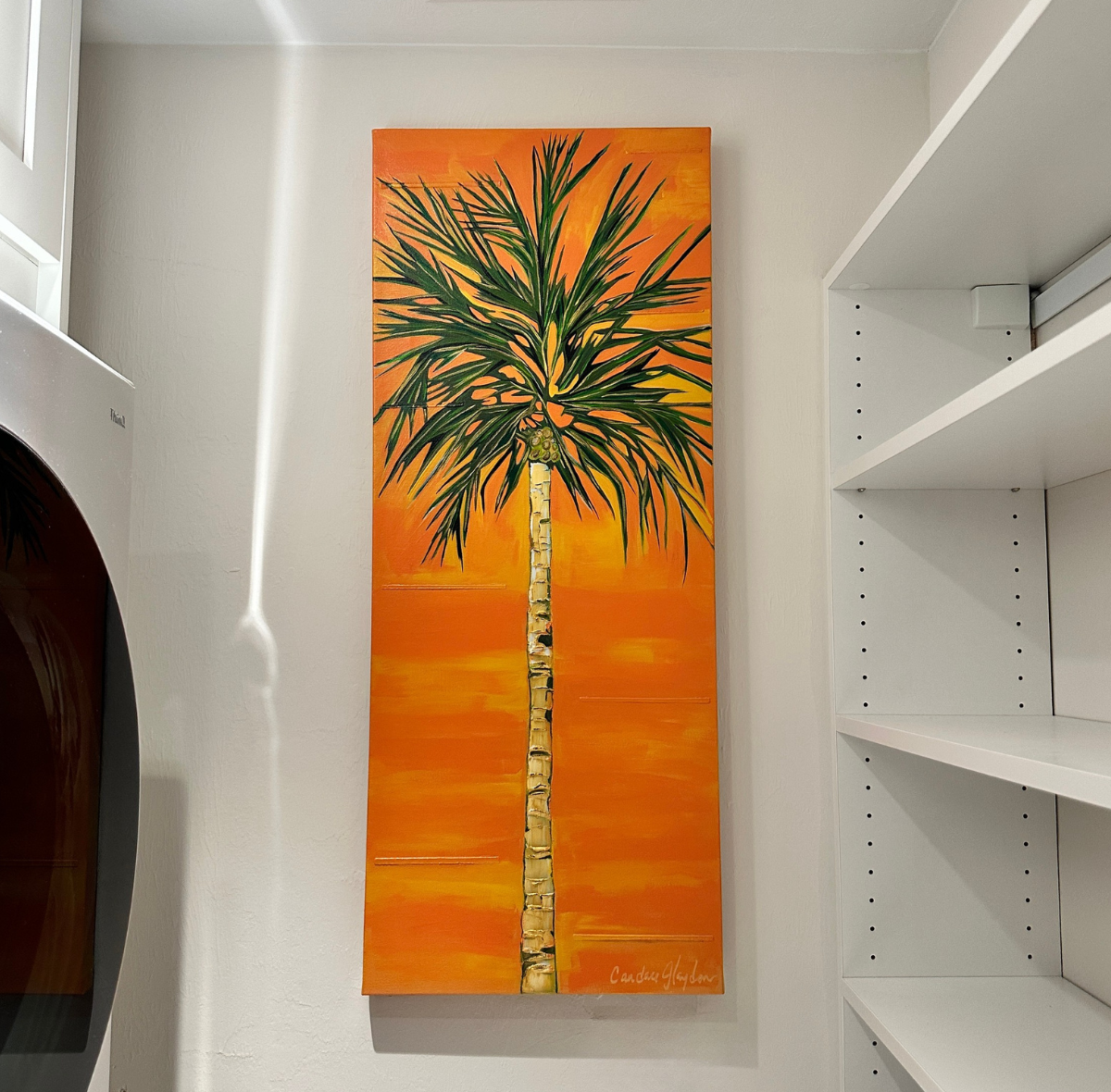 Sunrise Palm 16x40 Original Textured Acrylic Painting / Gulfshore Drive Naples, Florida