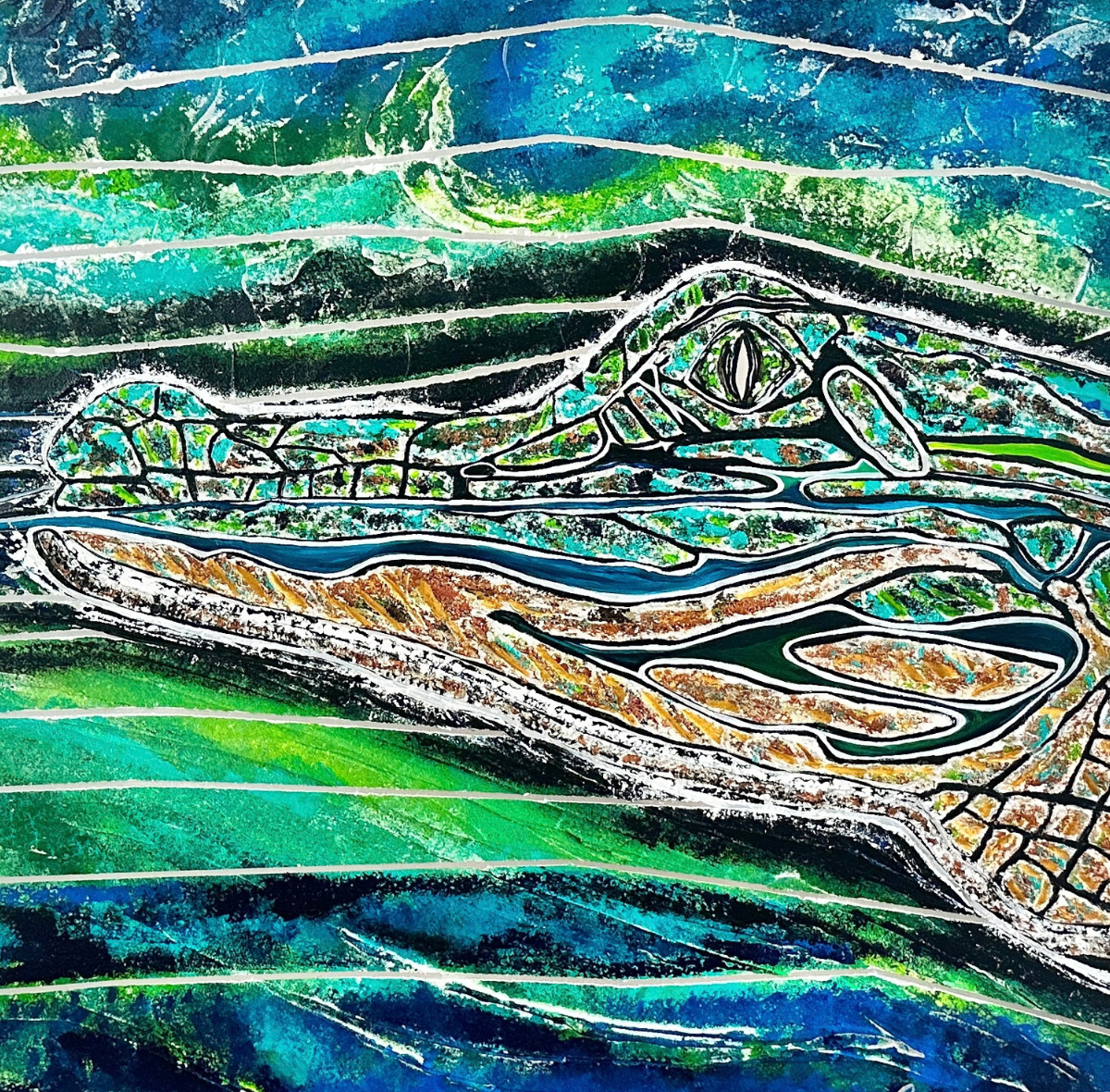 The Lone Drifter 24x24 Indoor Outdoor Original Textured Acrylic Painting Close Up.png