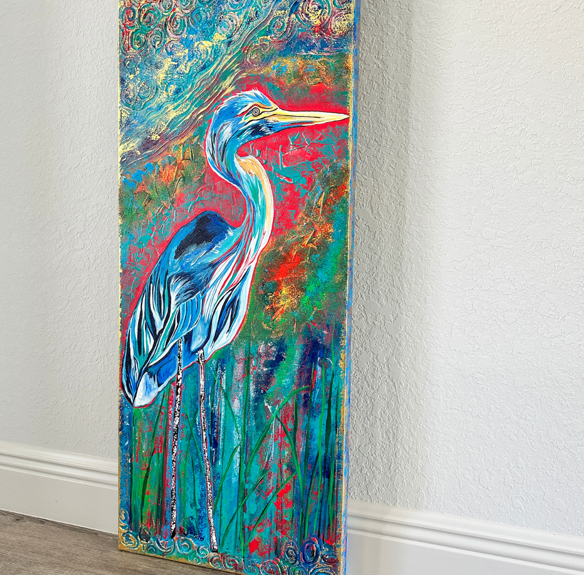Marsh Light Reflections 16x40 Original Abstract Acrylic Painting Right Angle.png