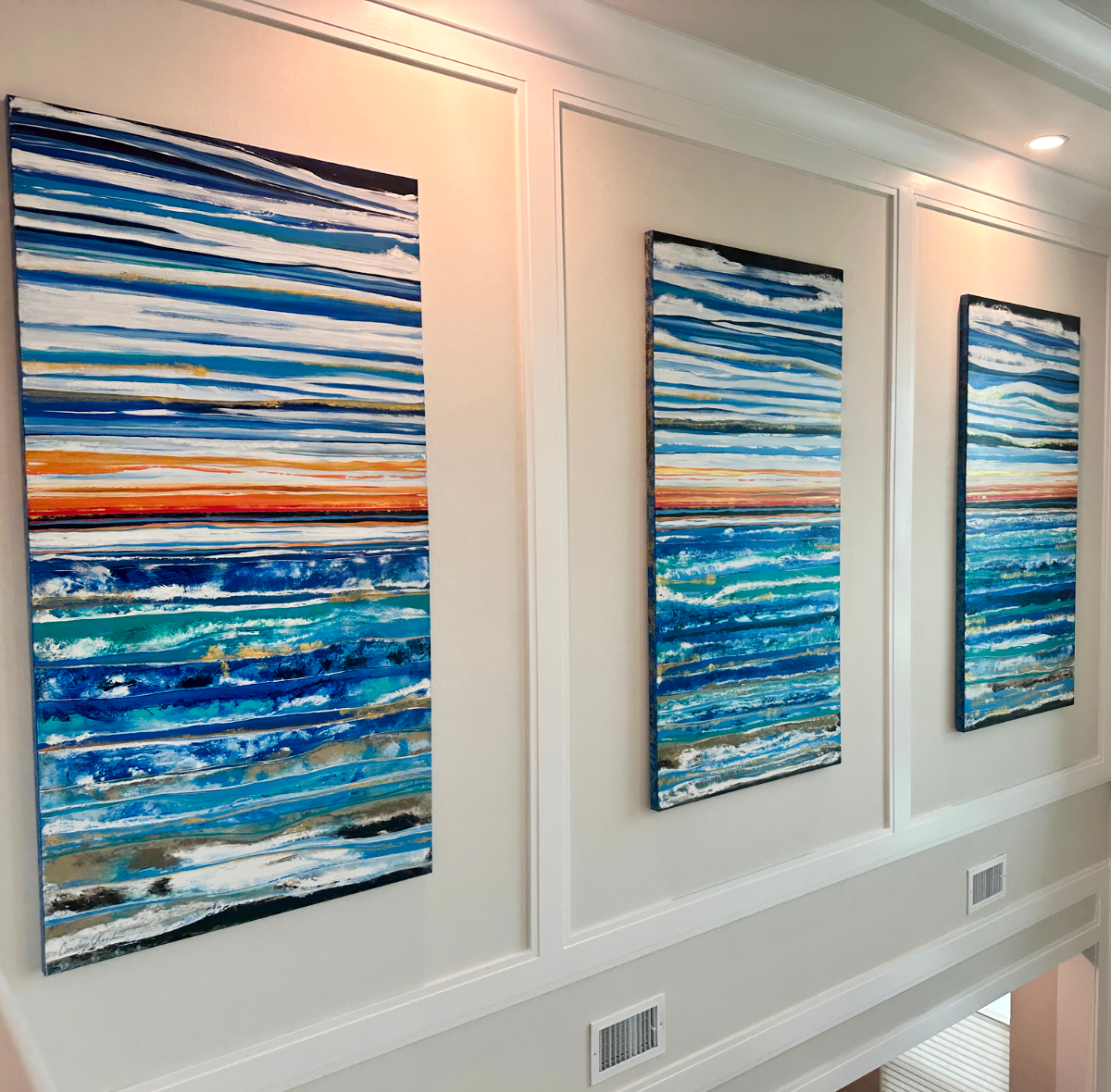 "Heart of the Rising Sun" 3 36x72 Custom Entry Commission / Naples, Florida