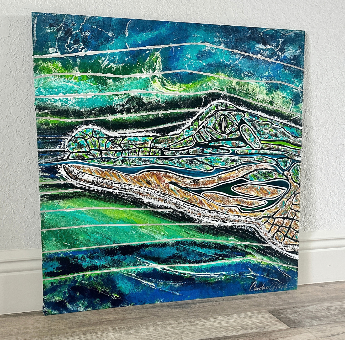 The Lone Drifter 24x24 Indoor Outdoor Original Textured Acrylic Painting Right Angle.png