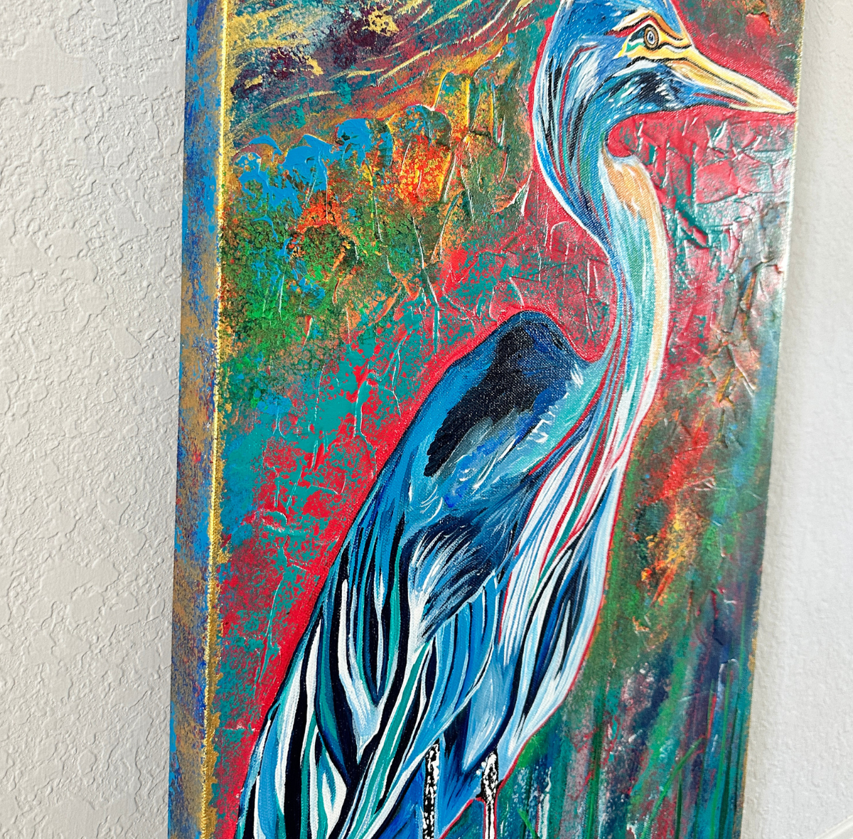 Marsh Light Reflections 16x40 Original Abstract Acrylic Painting Close Up.png
