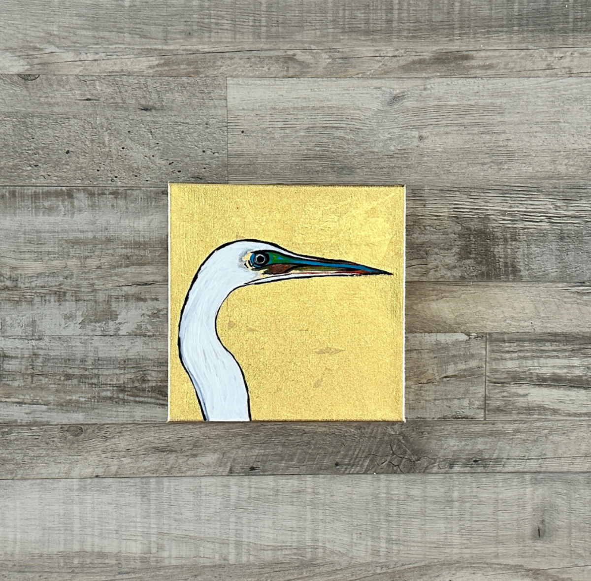 Set of Three 8x8 Florida Trifecta White Egret Original Textured Acrylic Painting.png