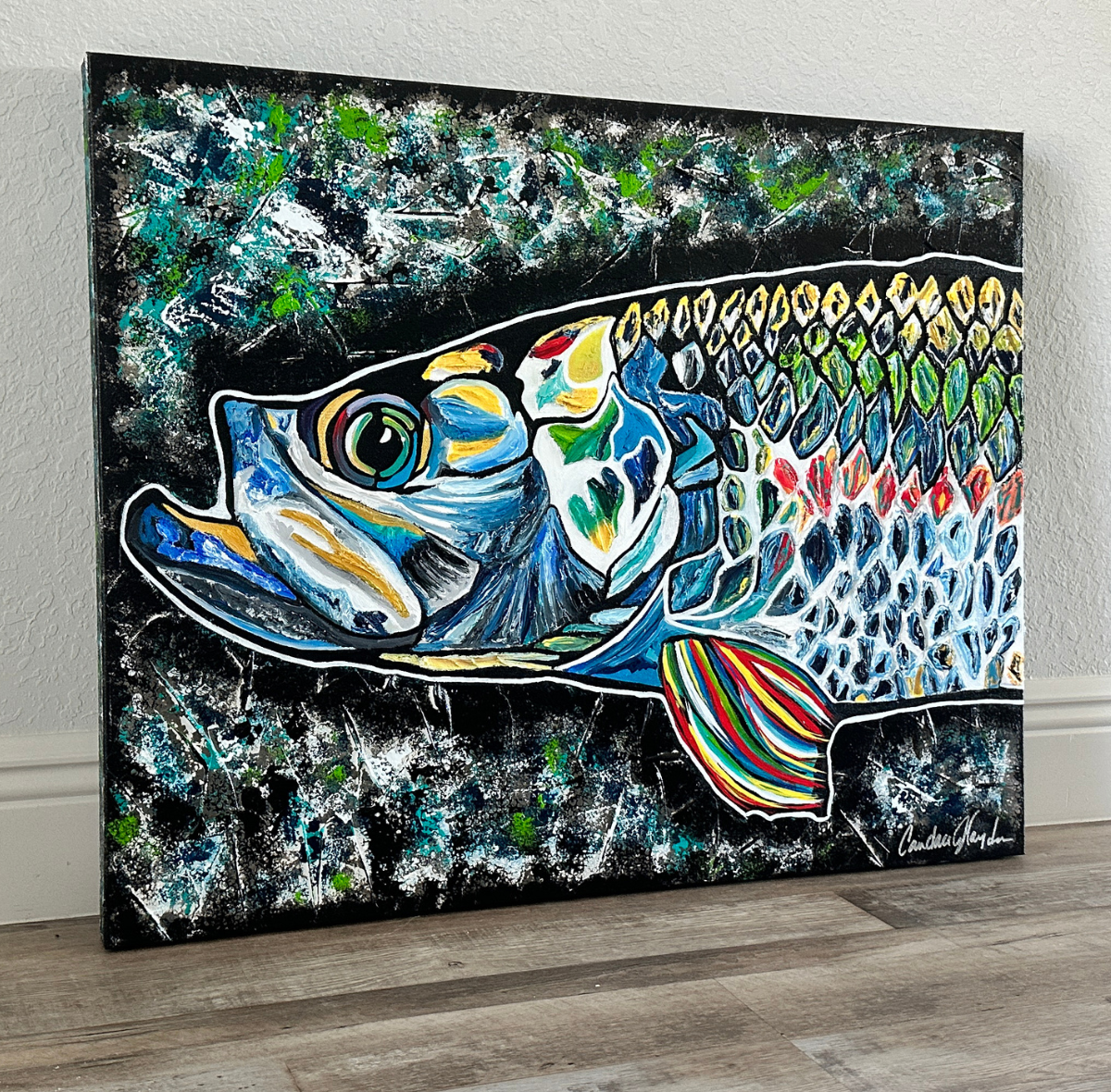 Robalo 24x30 Original Textured Acrylic Painting Left Angle.png