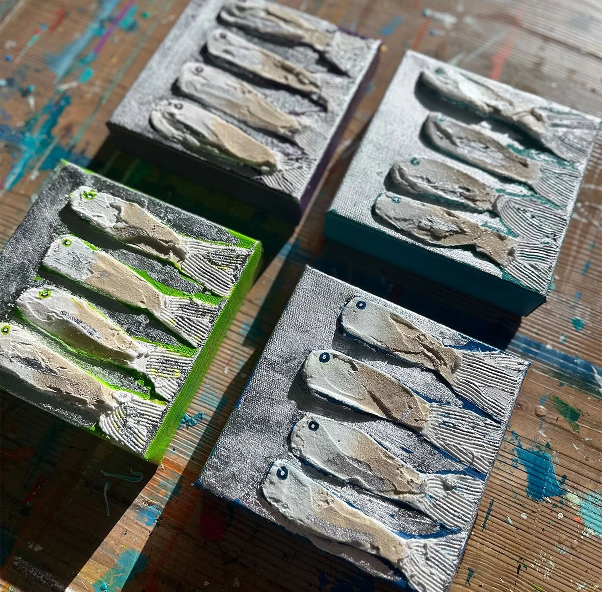 Gilled Dinks 8x8 Mini Textured Metallic Acrylic Original Paintings Close Up 4.jpg