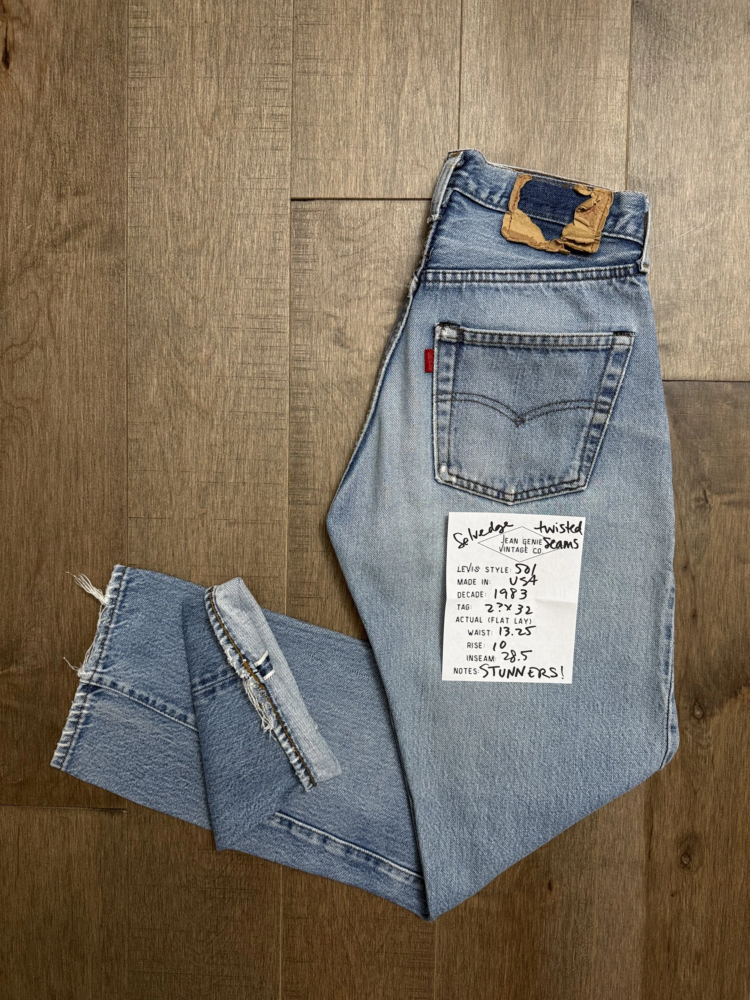 1983 Levi’s USA Selvedge 501 Tag 2?x32 Actual 26x28.5