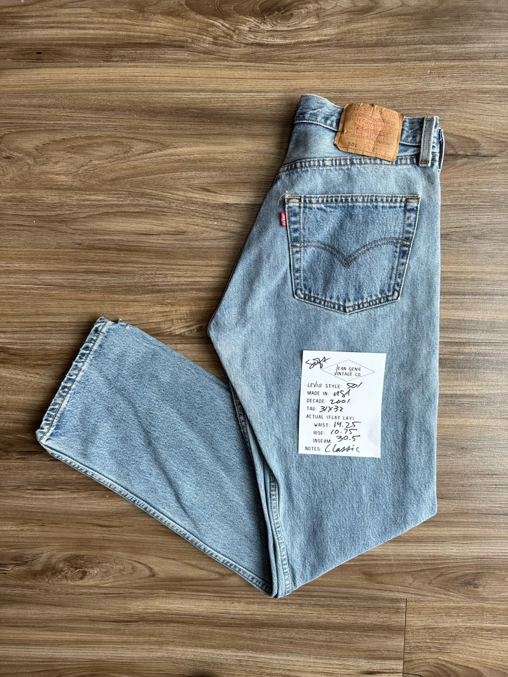 2001 Levi's USA 501 tag 31x32 Actual 28x30 — Jean Genie Vintage Co.