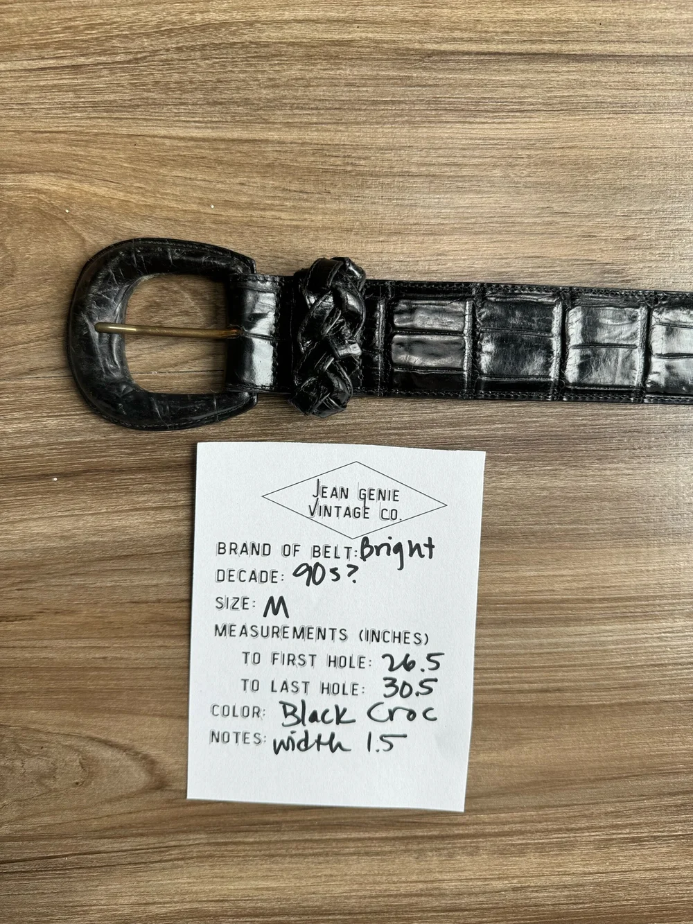 Brighton black “croc” belt Brighton Black Croc/Gator Pattern Belt S/28 Gold & Silver  main image 2