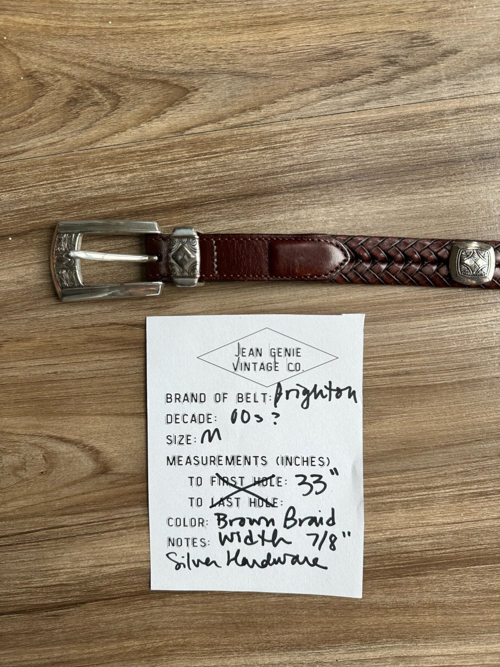 Brighton Brown Braided Belt with Silver Hardware & Accents M  display picture 1