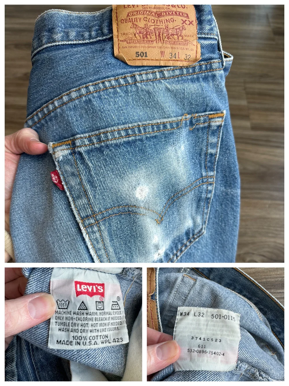 1996 Levi's USA 501 Tag 34x32 Actual 32x31.5 — Jean Genie