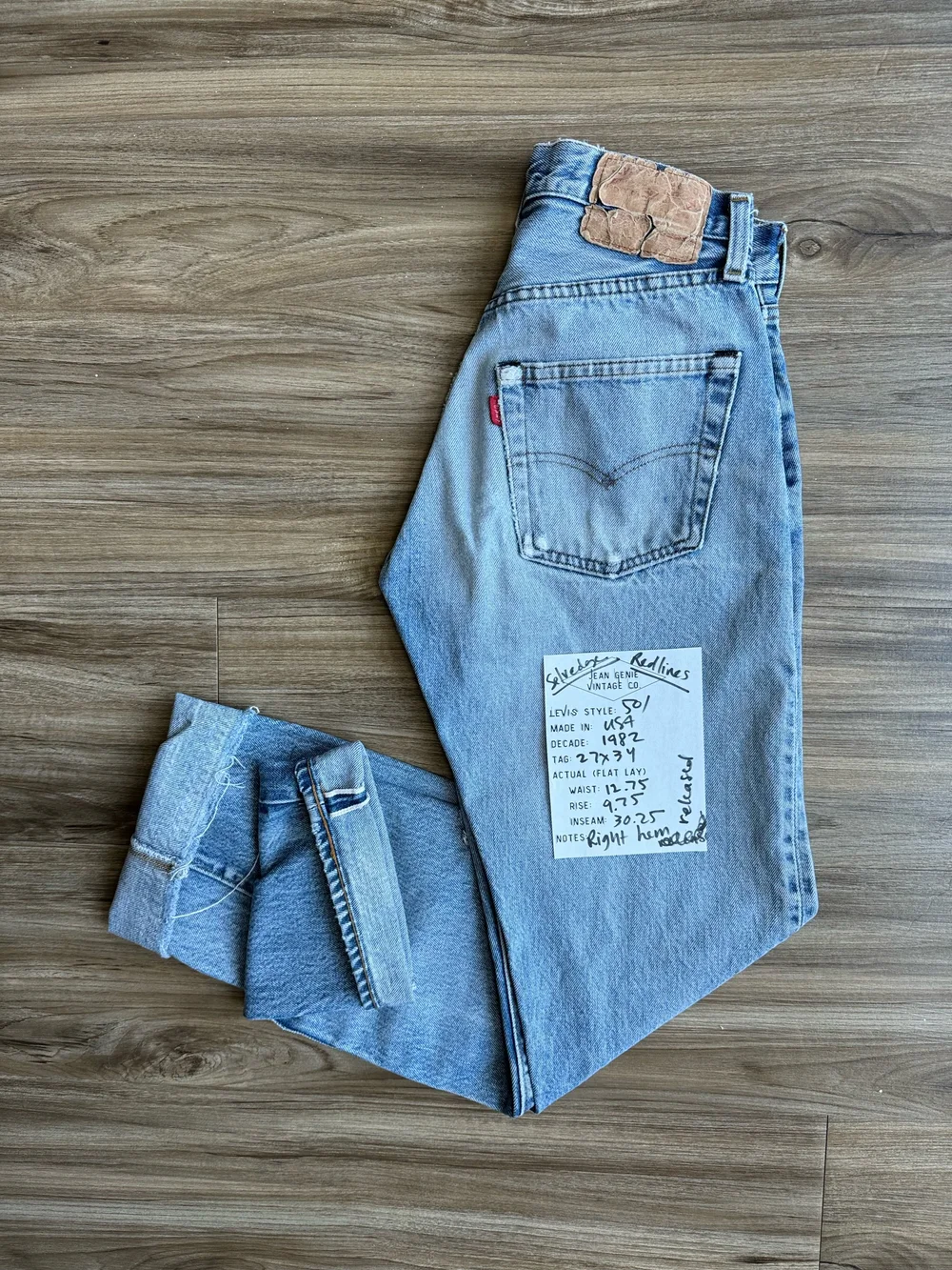 1982 Levi's USA Selvedge 501 Tag 27x34 Actual 25x30 — Jean Genie