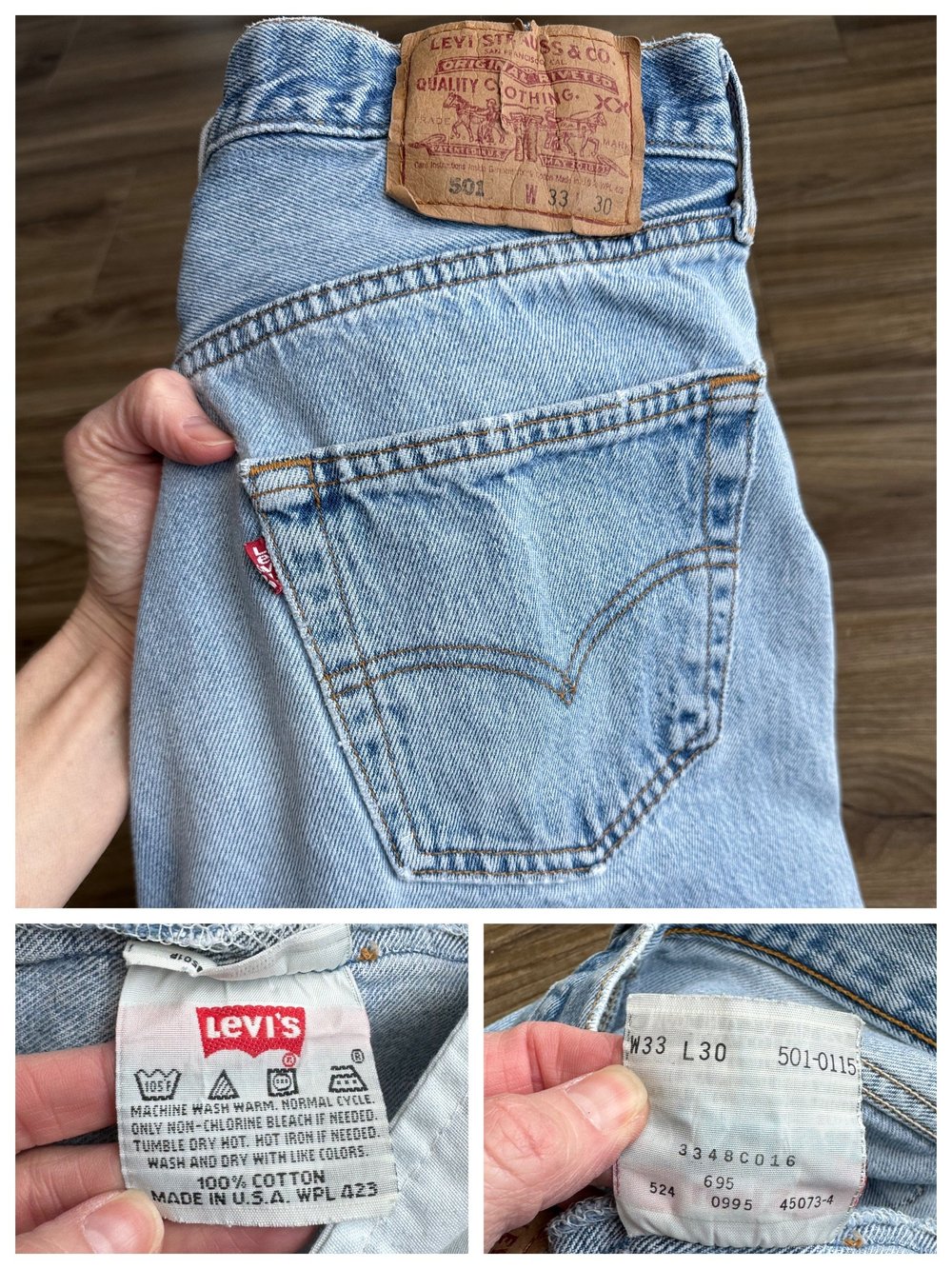 1995 Levi's USA 501 Tag 33x30 Actual 31x29 — Jean Genie Vintage Co.