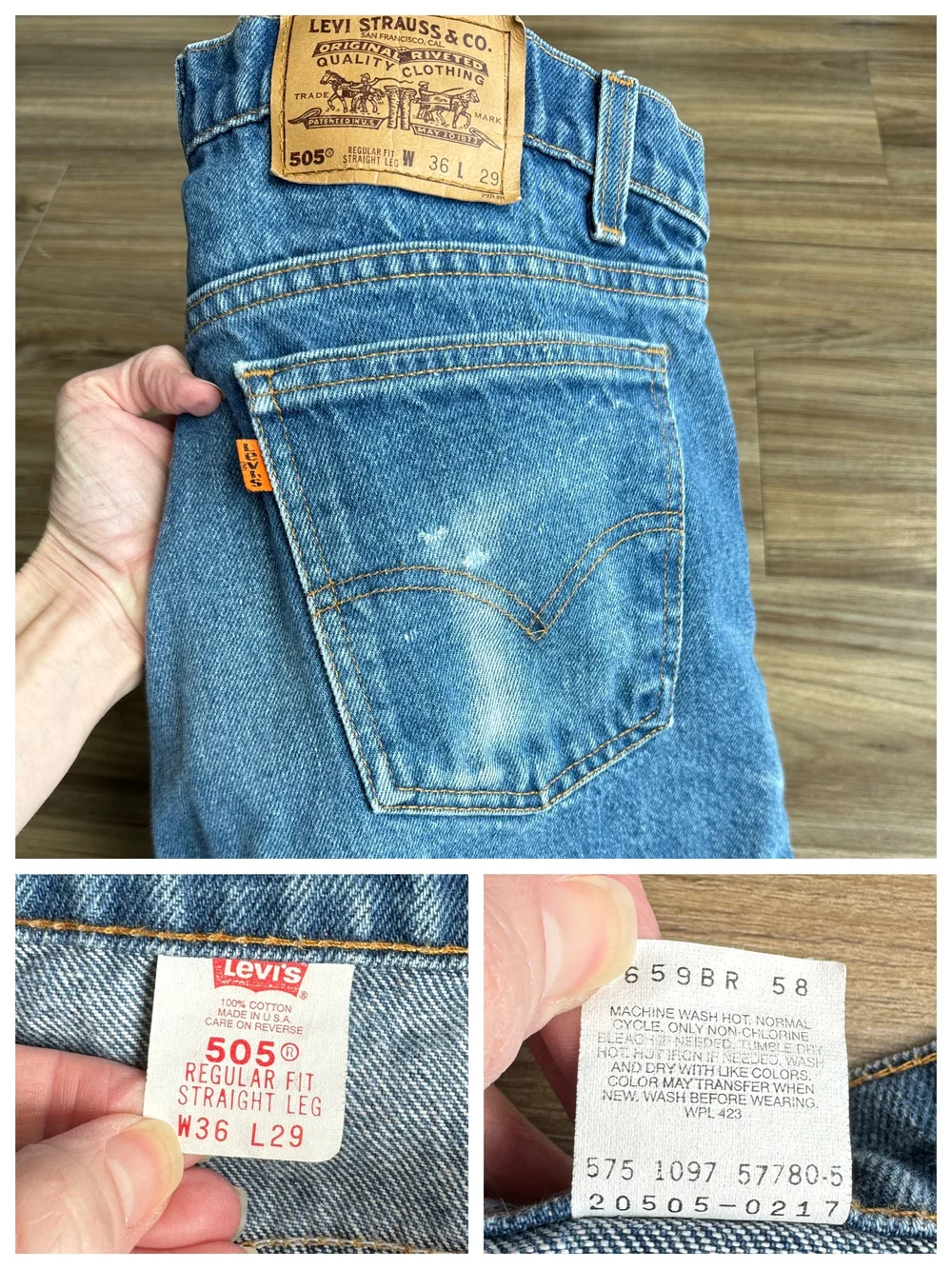 1997 Levi's USA 505 Tag 36x29 Actual 35x28 — Jean Genie Vintage Co.