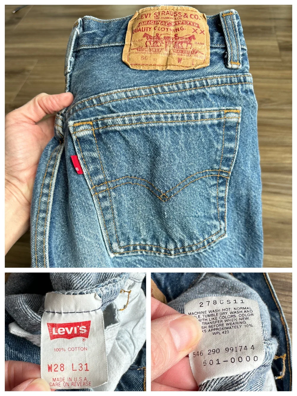 1990 Levi's USA 501 Tag 28x31 Actual 25x27 — Jean Genie Vintage Co.
