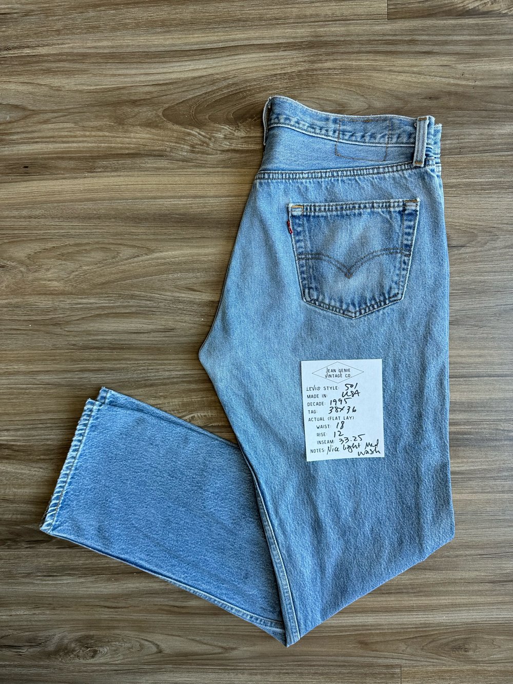 1995 Levi's USA 501 Tag 38x36 Actual 36x33 — Jean Genie 1995 Levi's USA 501 Tag 38x36 Actual 36x33 — Jean Genie