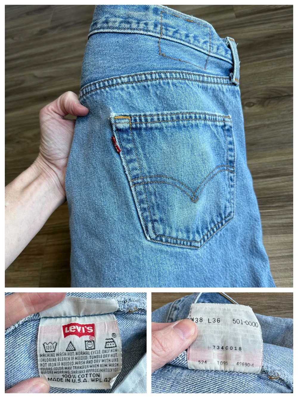 1995 Levi's USA 501 Tag 38x36 Actual 36x33 — Jean Genie Vintage Co.
