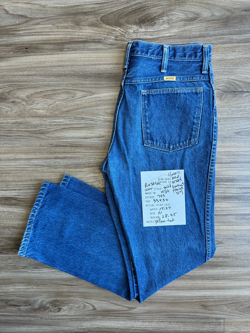 1970s Rustler USA Bootcut Tag 33x30 Actual 30x28 — Jean Genie