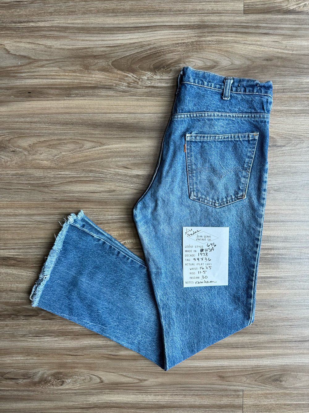 リーバイス646ビンテージUSA 1978 Levi's USA 646 Tag 34x36 Actual 32x30 — Jean Genie Vintage Co.