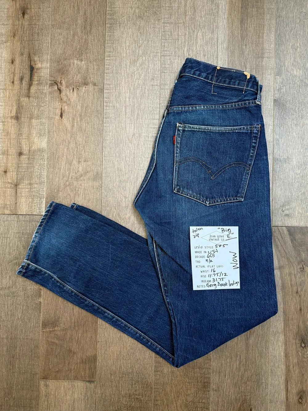 1960s Levi's USA “Big E” 505 Tag n/a Actual 32x31.75 — Jean Genie