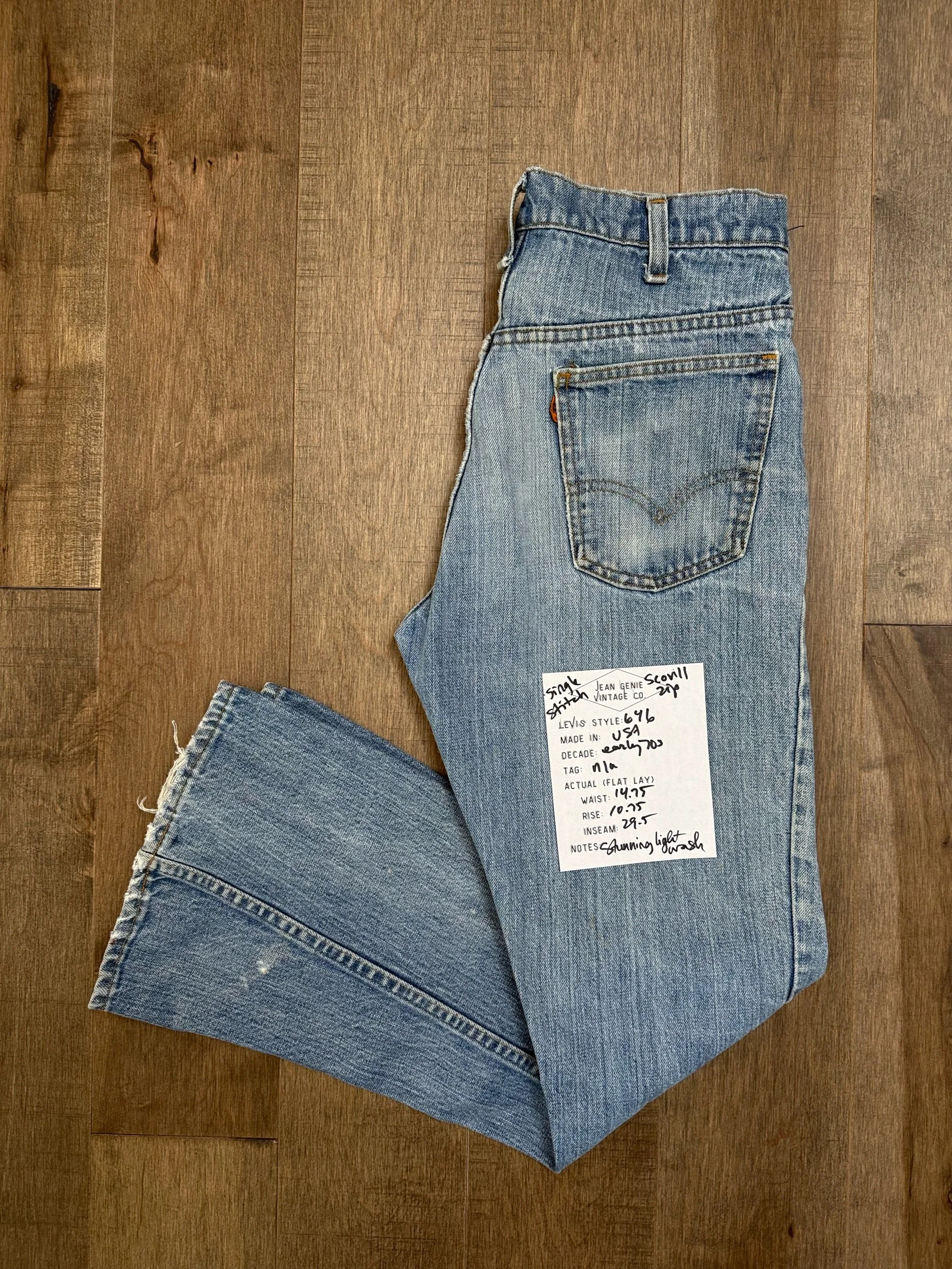 1970s (early) Levi’s USA 646 Tag n/a Actual 29x29.5