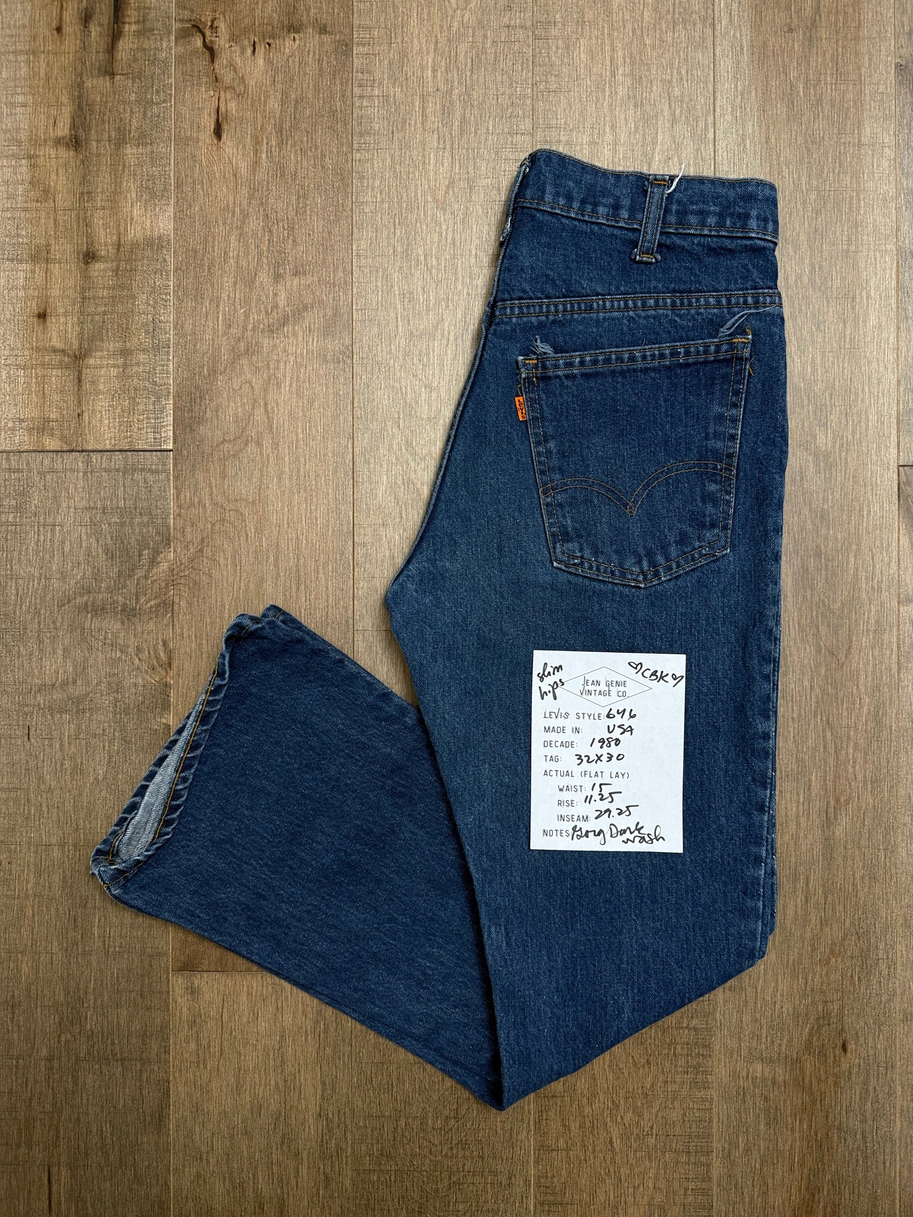 1980 Levi’s USA 646 Tag 32x30 Actual 30x29