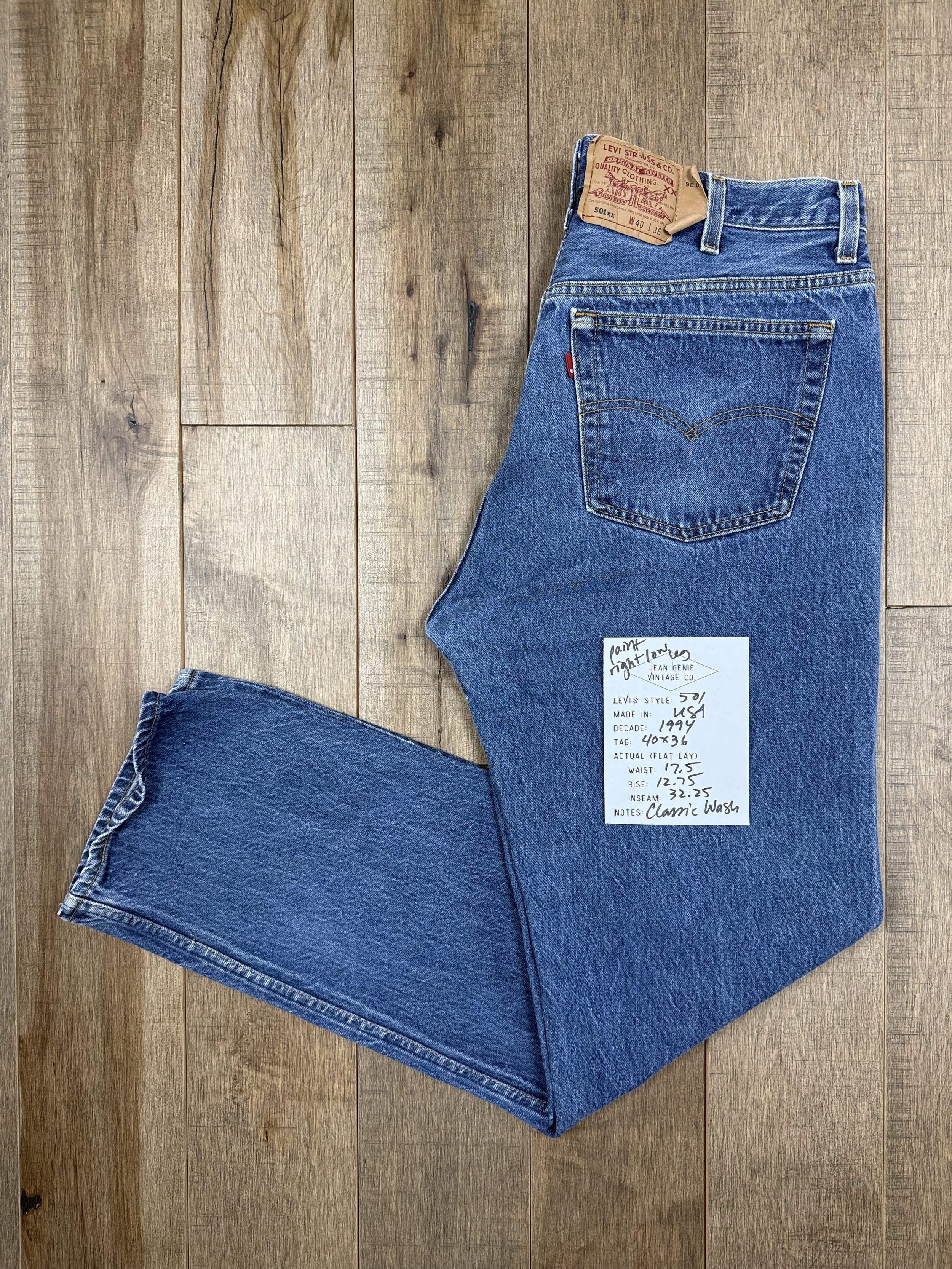 1994 Levi’s USA 501 Tag 40x36 Actual 35x32.25