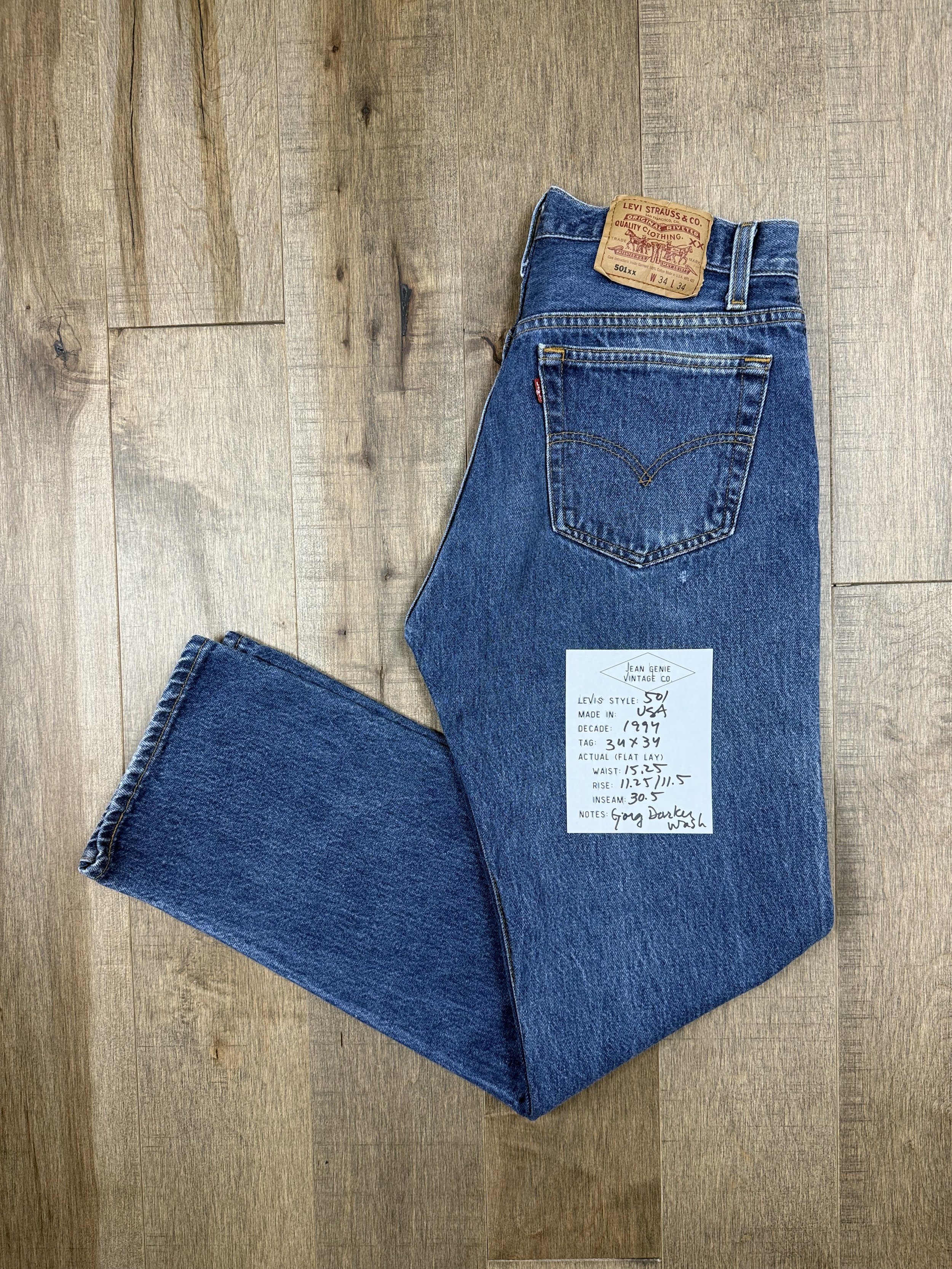 1994 Levi’s USA 501 Tag 34x34 Actual 30x30