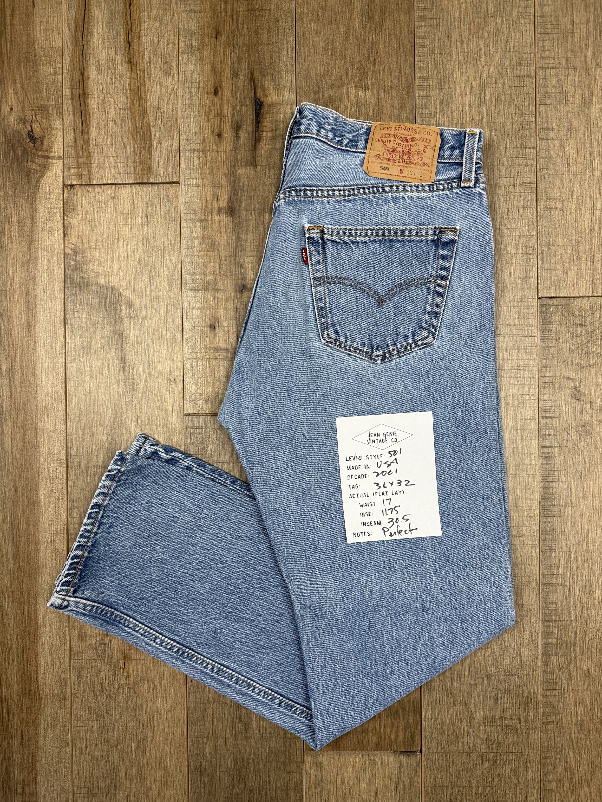 2001 Levi’s USA 501 Tag 36x32 Actual 34x30.5