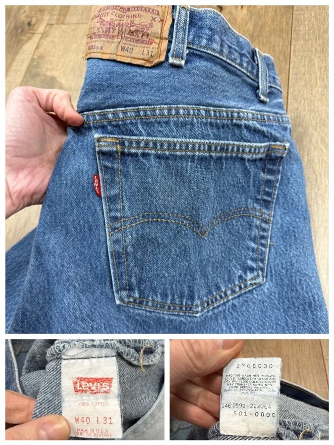 1992 Levi's USA 501 Tag 40x31 Actual 36x28 — Jean Genie Vintage Co.