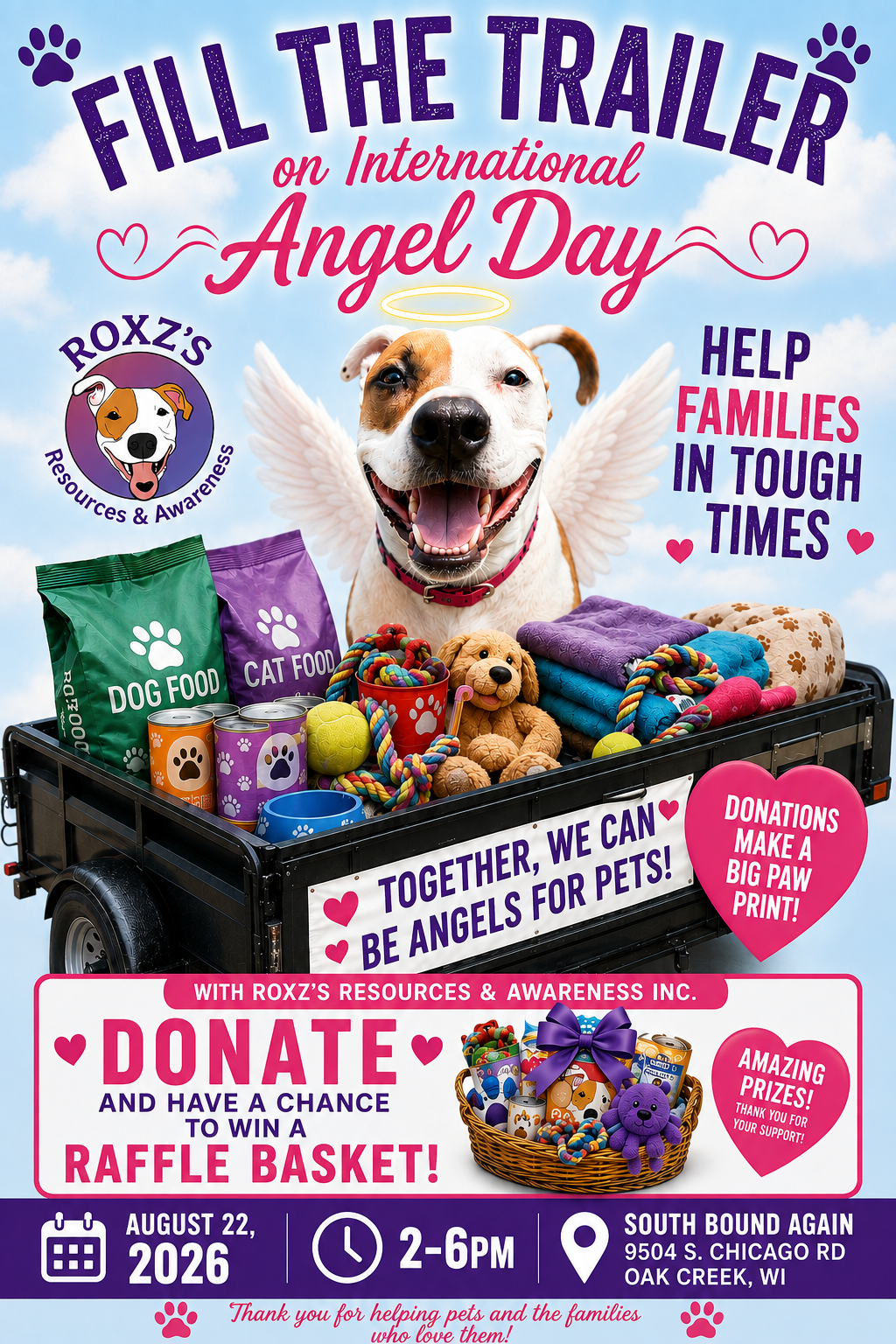 Fill The Free Pet Food Pantry Trailer on ANGEL DAY