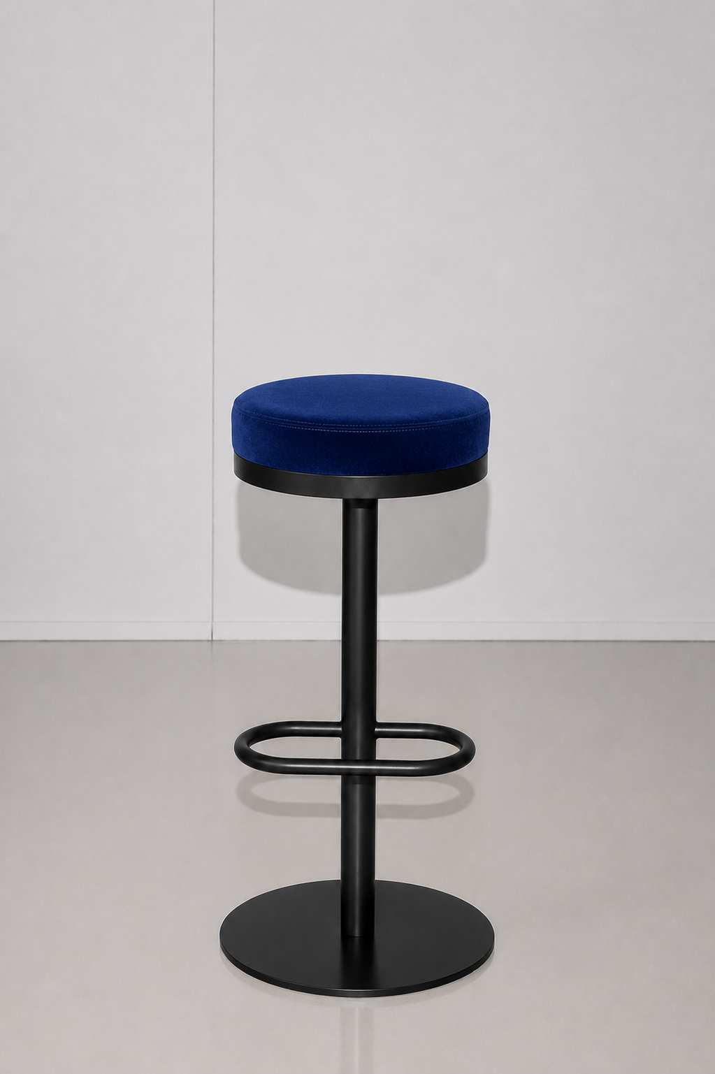 Mila Black Stool - Navy Blue Velvet