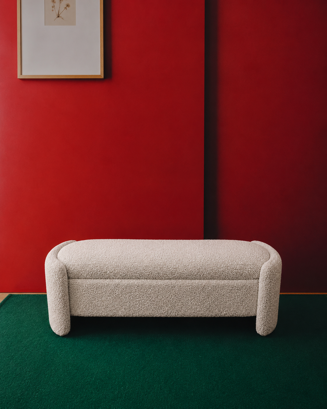 Mayfair Ottoman Bench - Boucle Speckled in White & Black