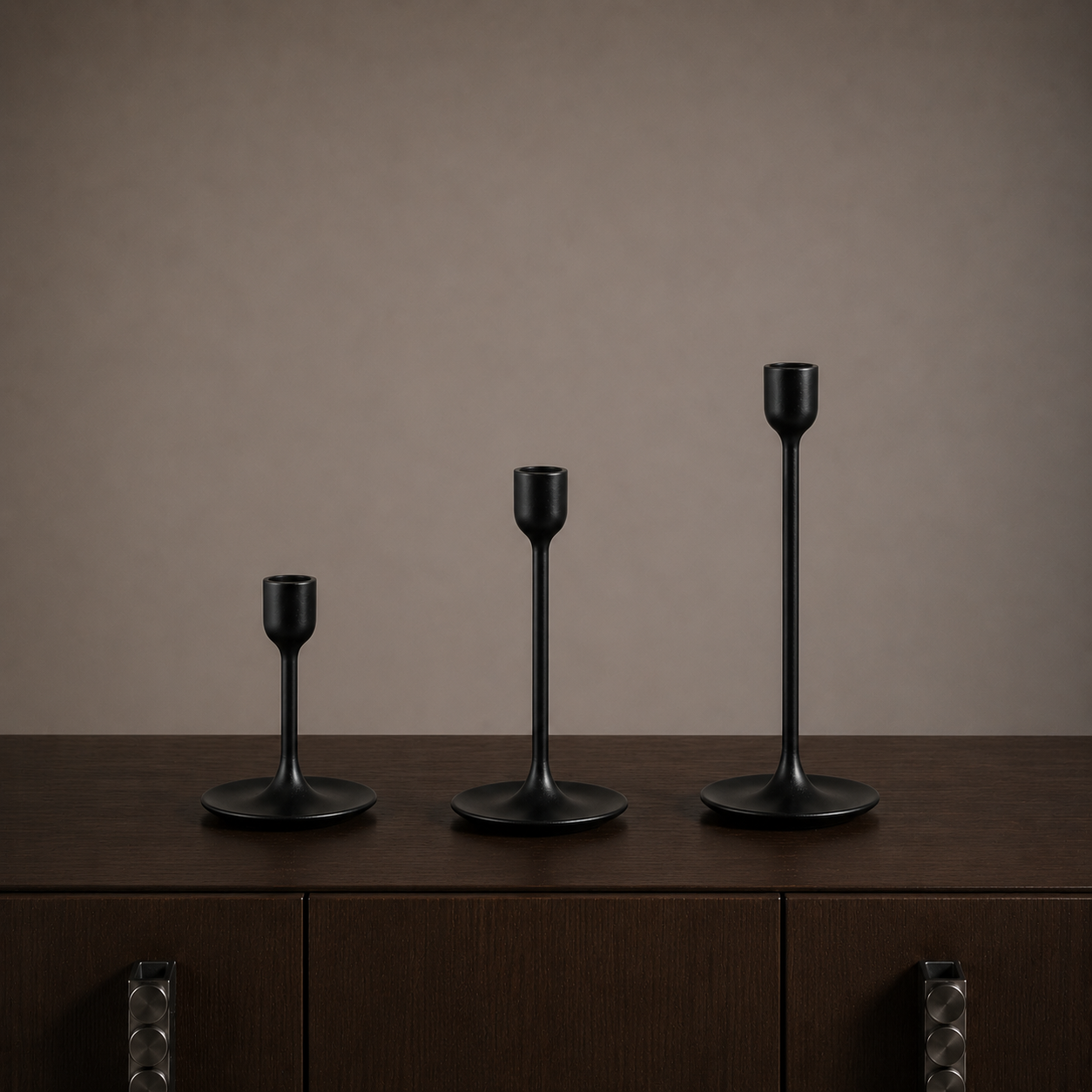Alfredo Taper Candle Holder - Black - Trio
