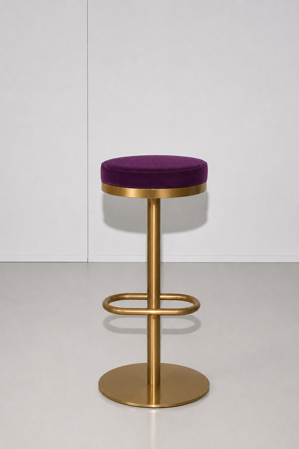 Mila Gold Stool - Royal Purple Velvet