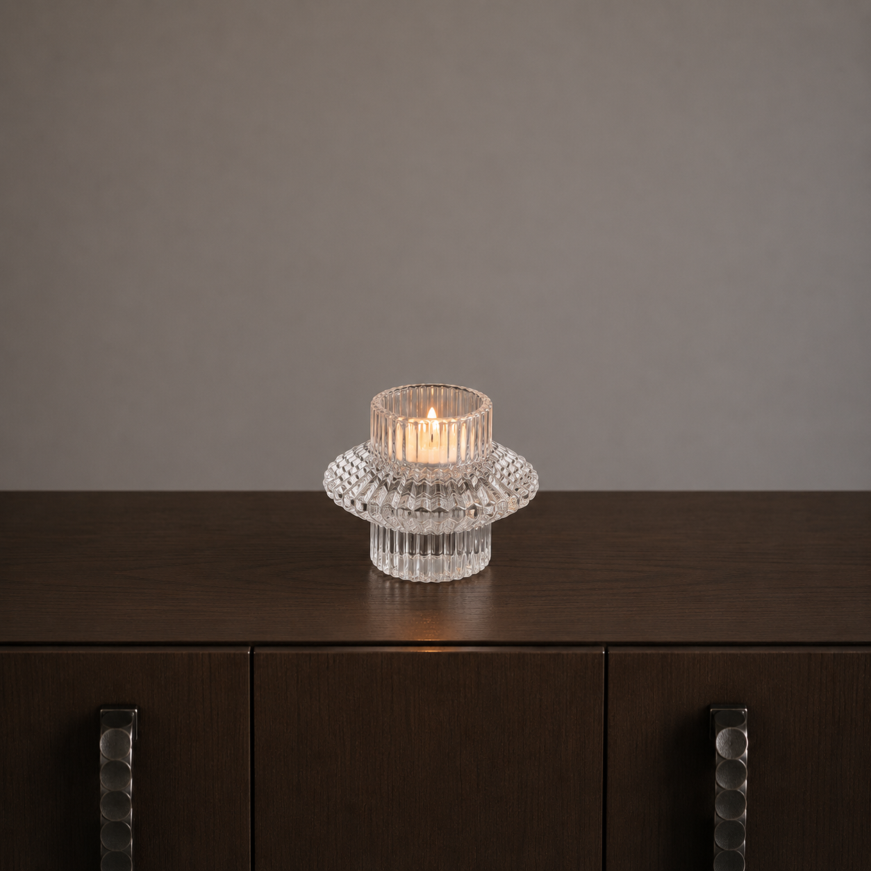 Glass Ripple Candle Holder - Medium