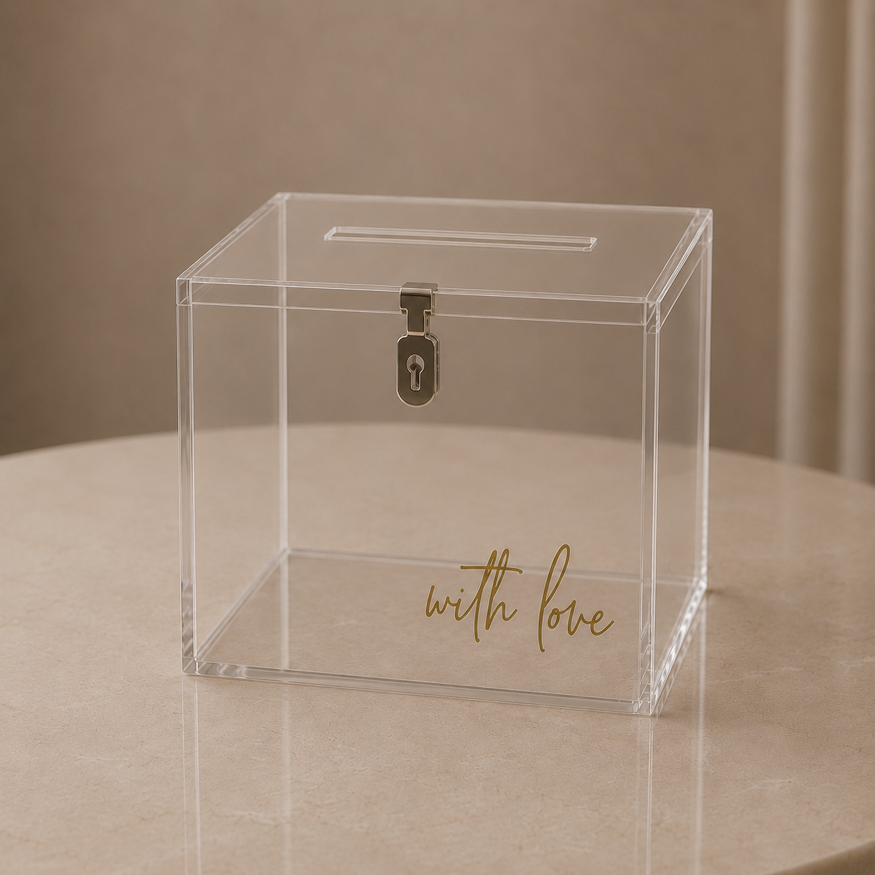 Acrylic Card Box / Wishing Well - Clear (Lockable)