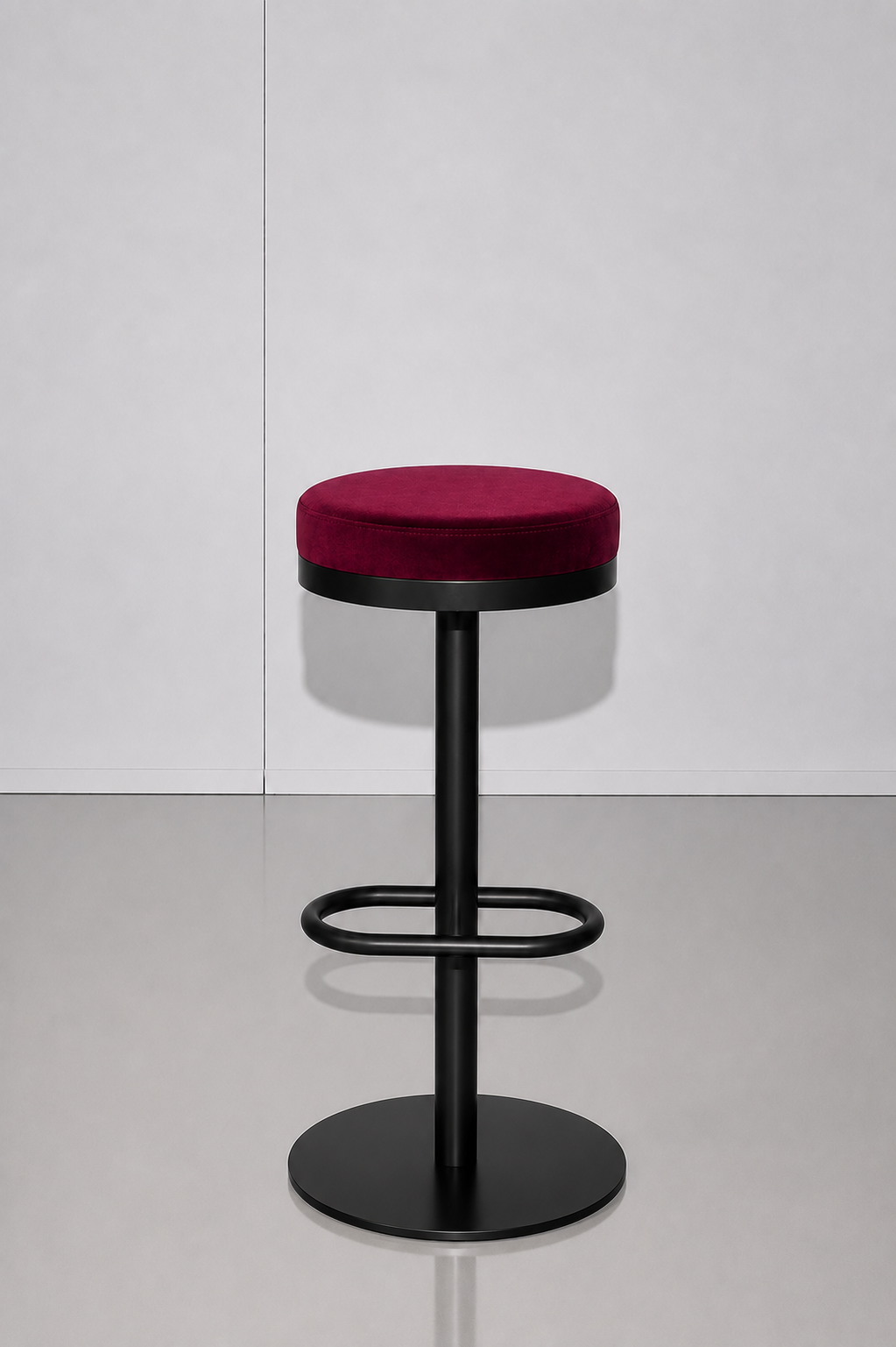 Mila Black Stool - Cabernet Red Velvet