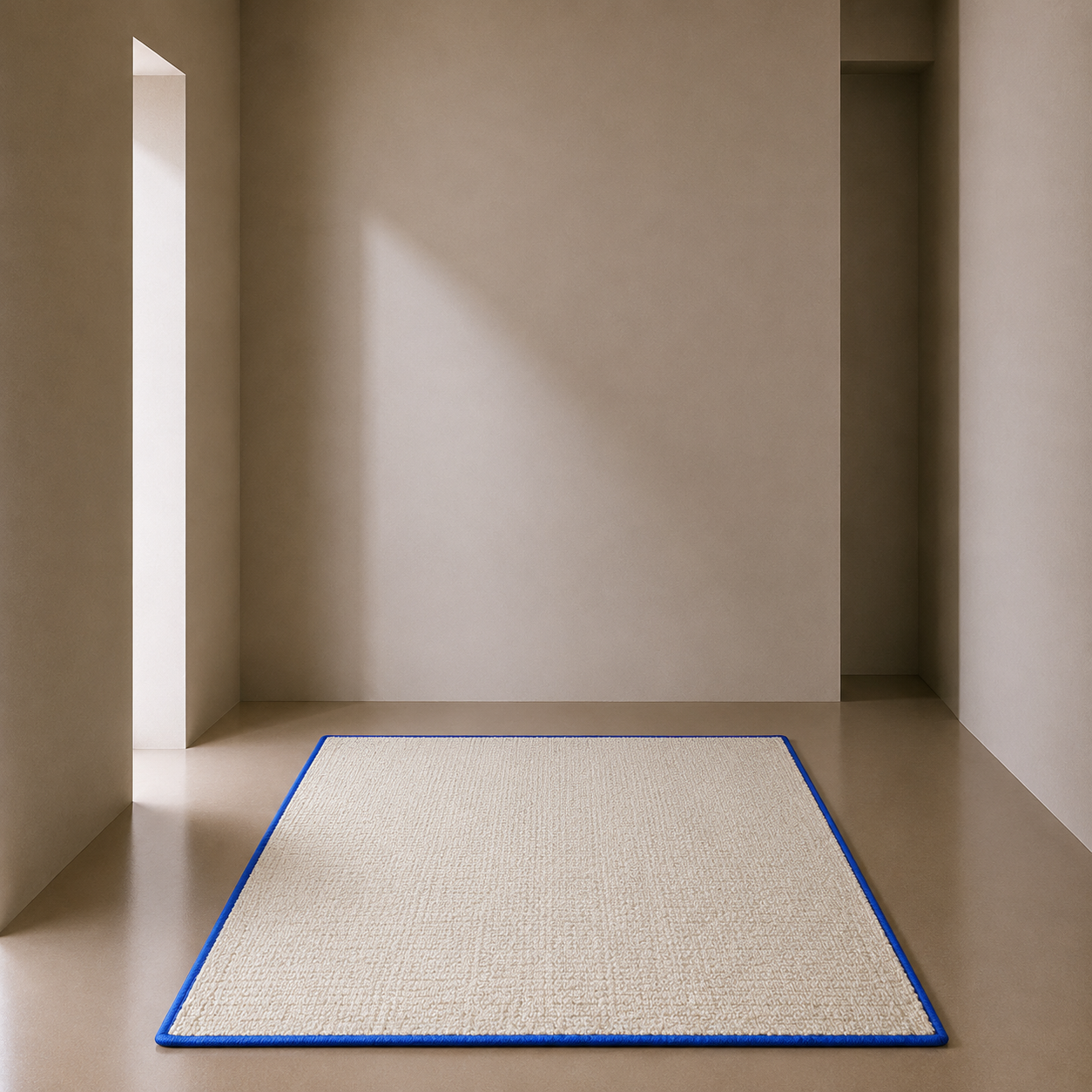 Rug - Cream with Blue Edge