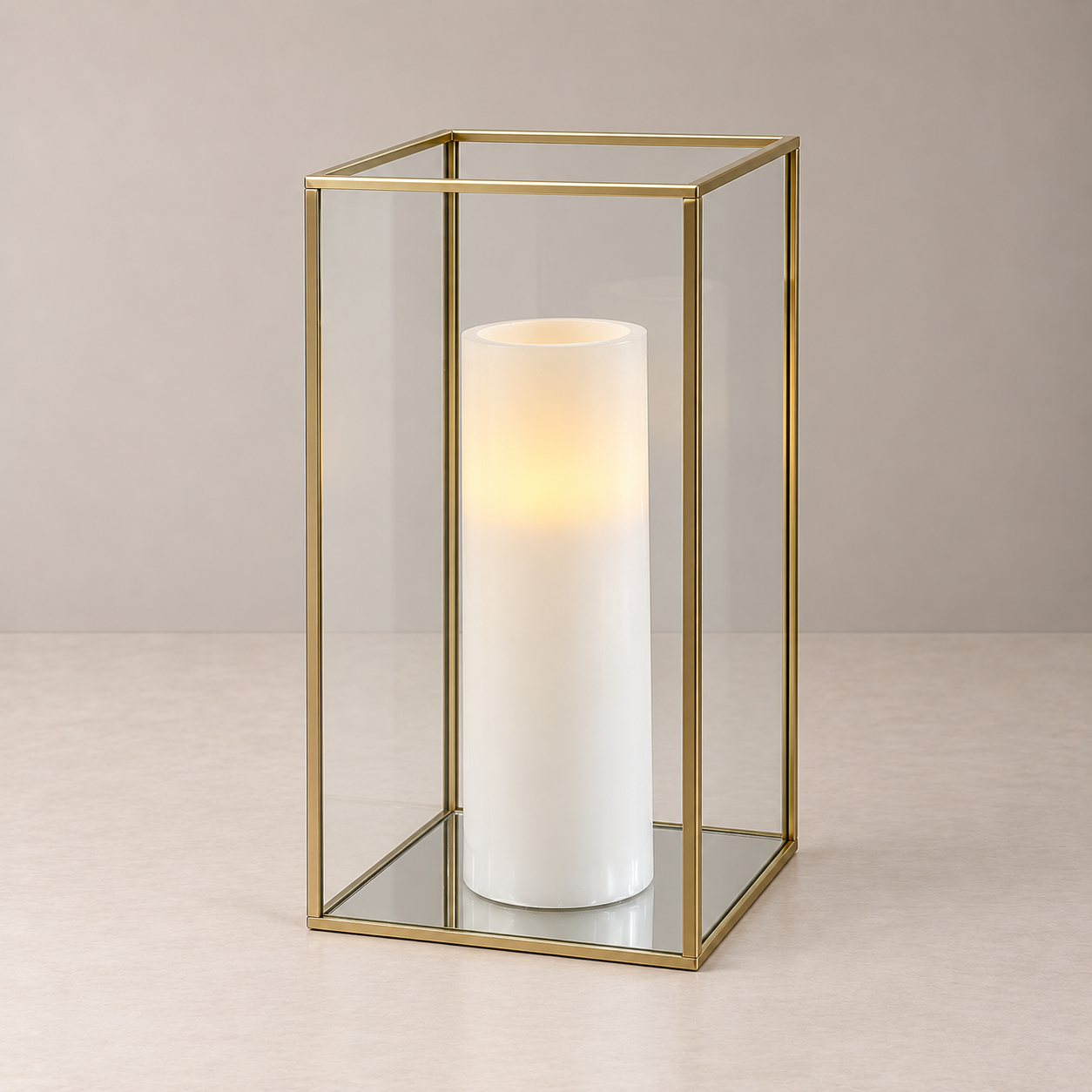 Hurricane Vase - Gold Frame - 30cm H