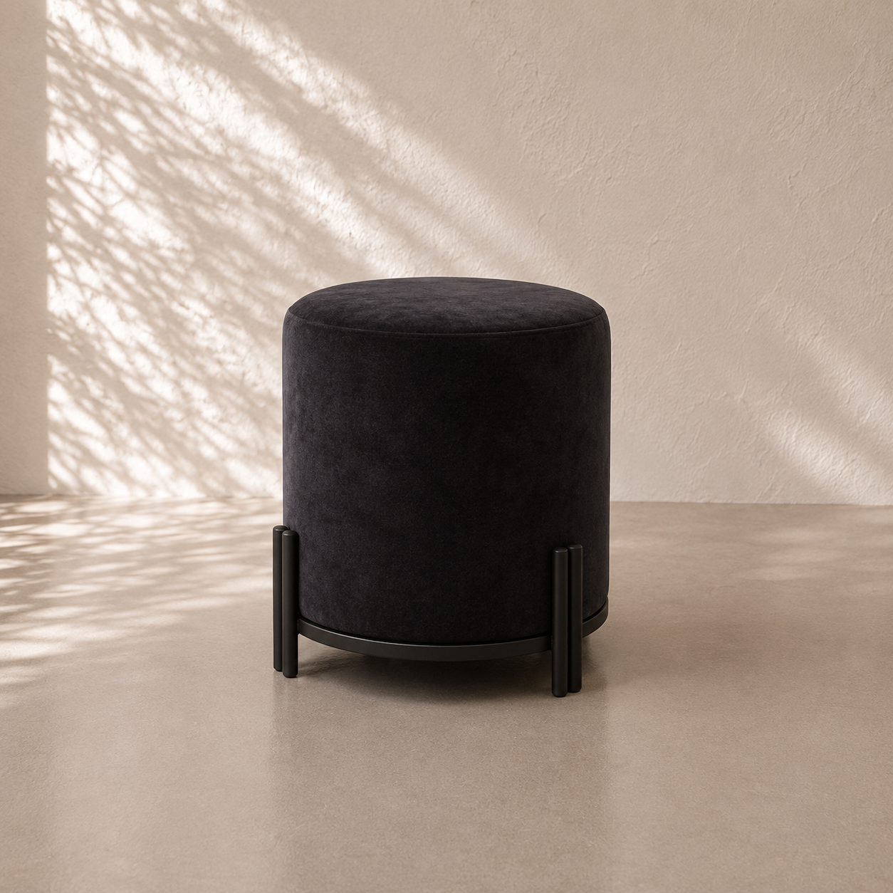 New York Velvet Ottoman Pod - Charcoal
