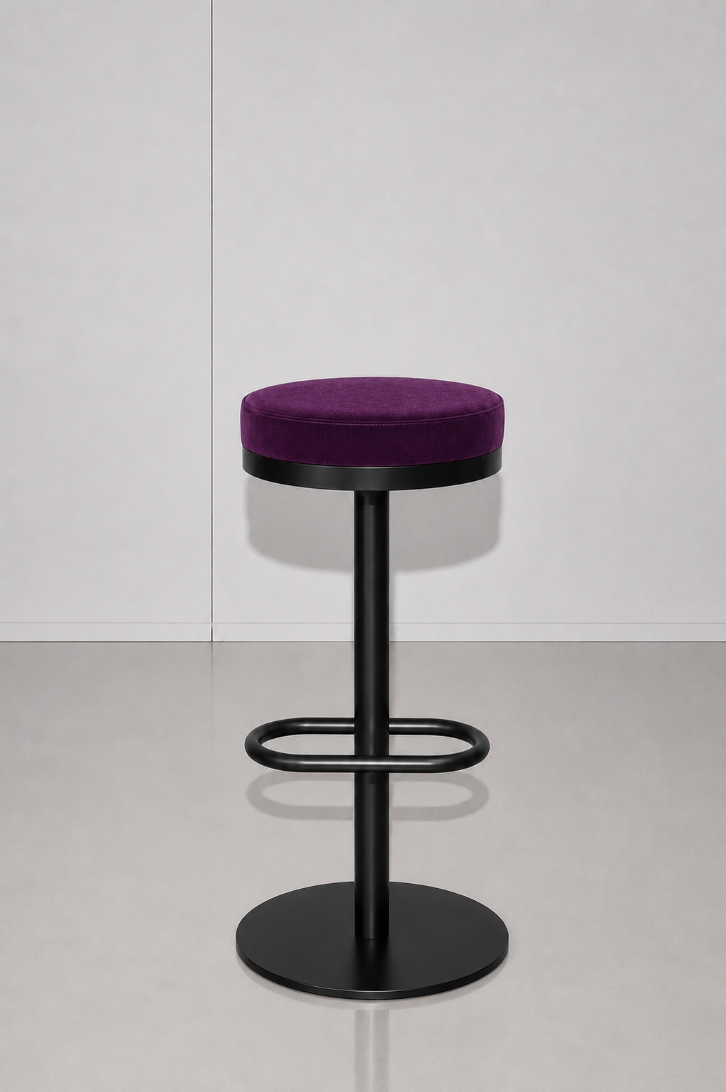 Mila Black Stool - Royal Purple Velvet