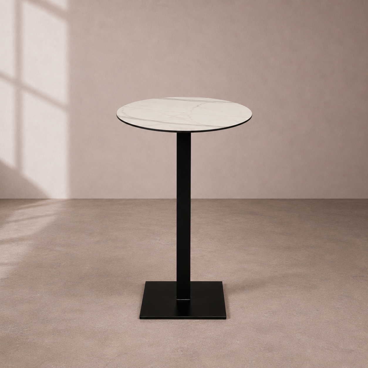 Mayfair High Bar Table - White Marble Top - 75cm Dia