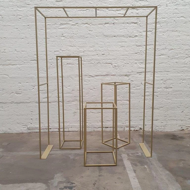 Arbour Canopy, Metal Plinths - Gold e.jpg