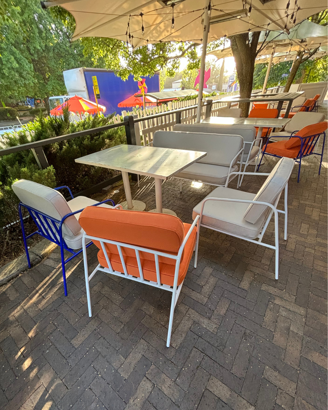 Bella Outdoor Armchair - White Frame - Stone Cushion