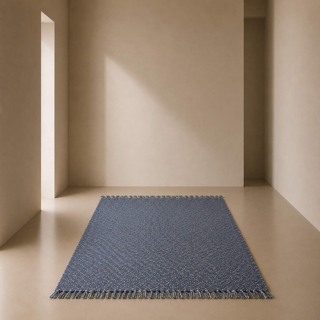 Rug - Blue and White Cotton Argyle