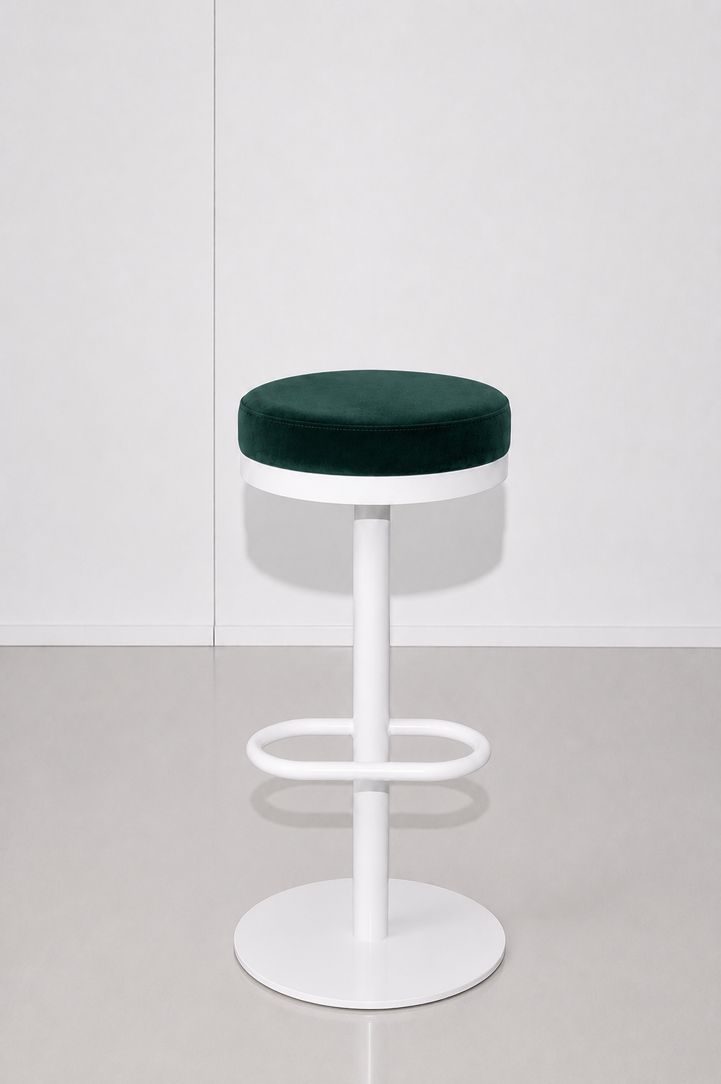 Mila White Stool - Midnight Green Velvet