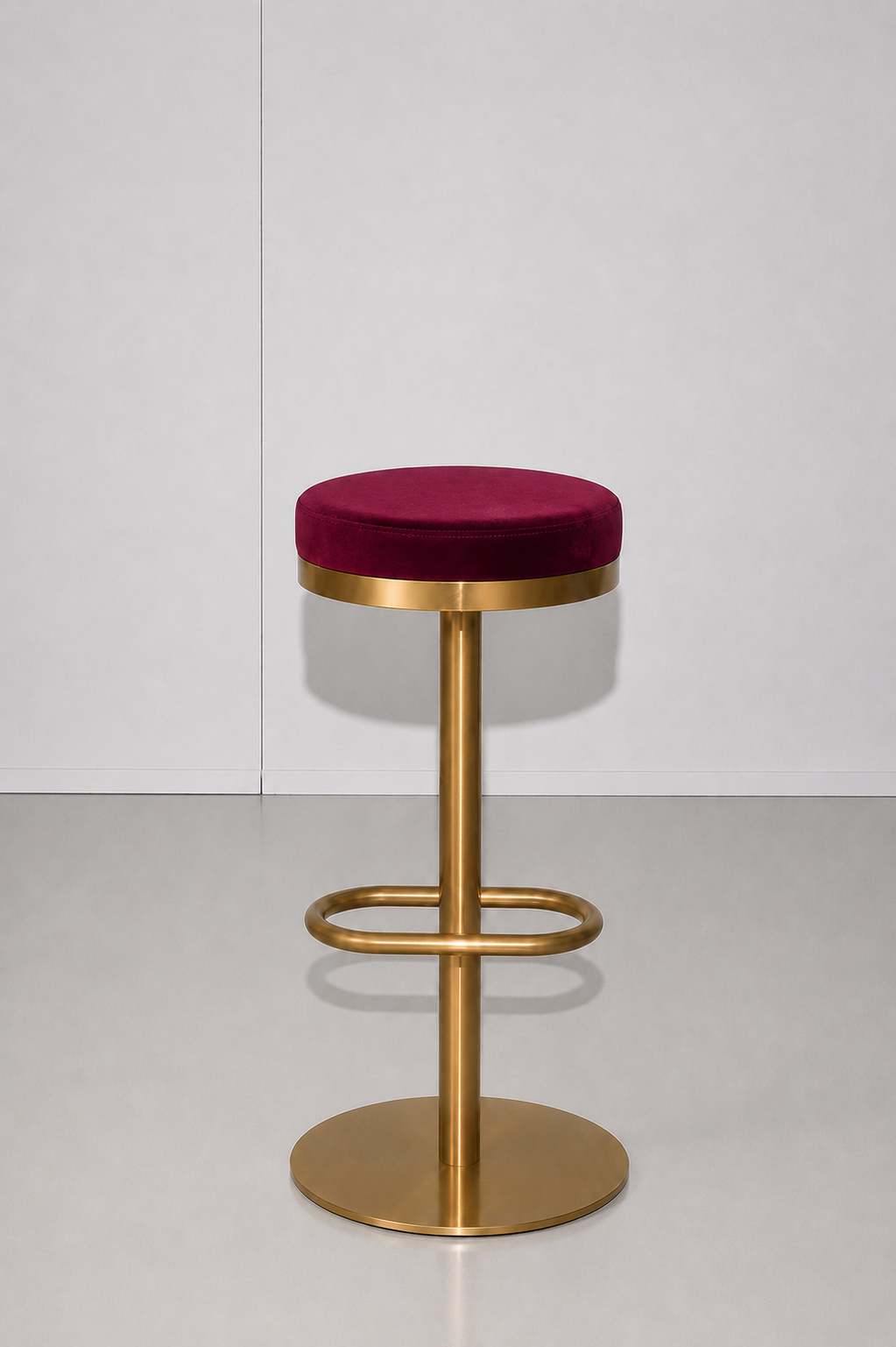 Mila Gold Stool - Cabernet Red Velvet