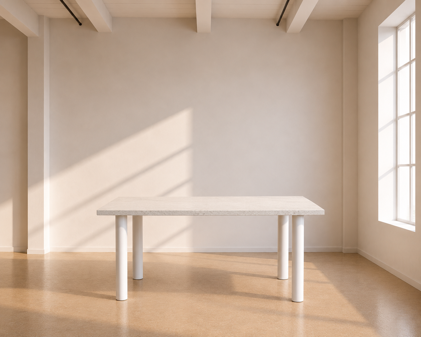 Charlie Dining Table - Straight - Brushed White