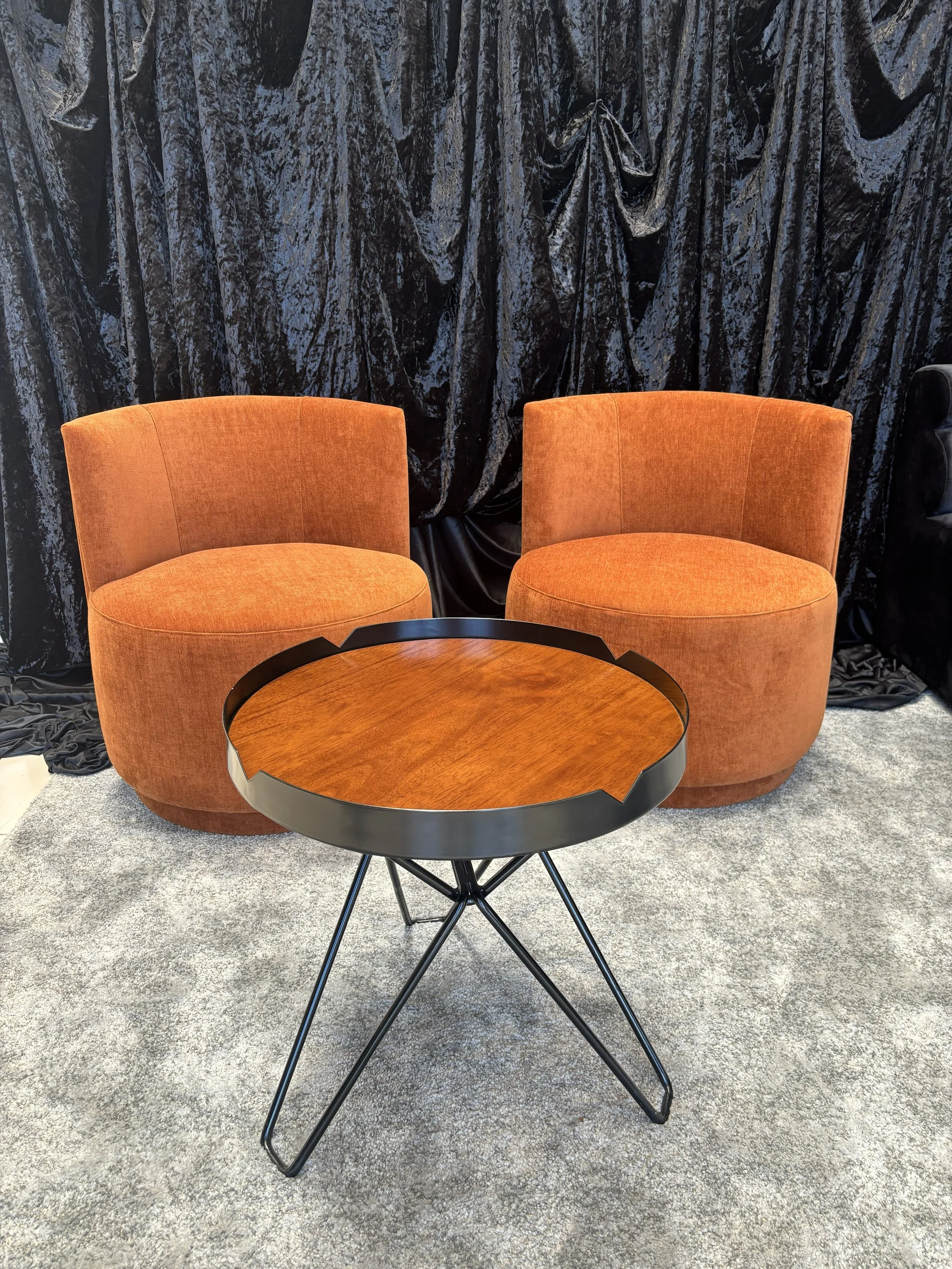Olivia Ocassional Chairs - Burnt Orange and Chelsea Coffee Table.jpg